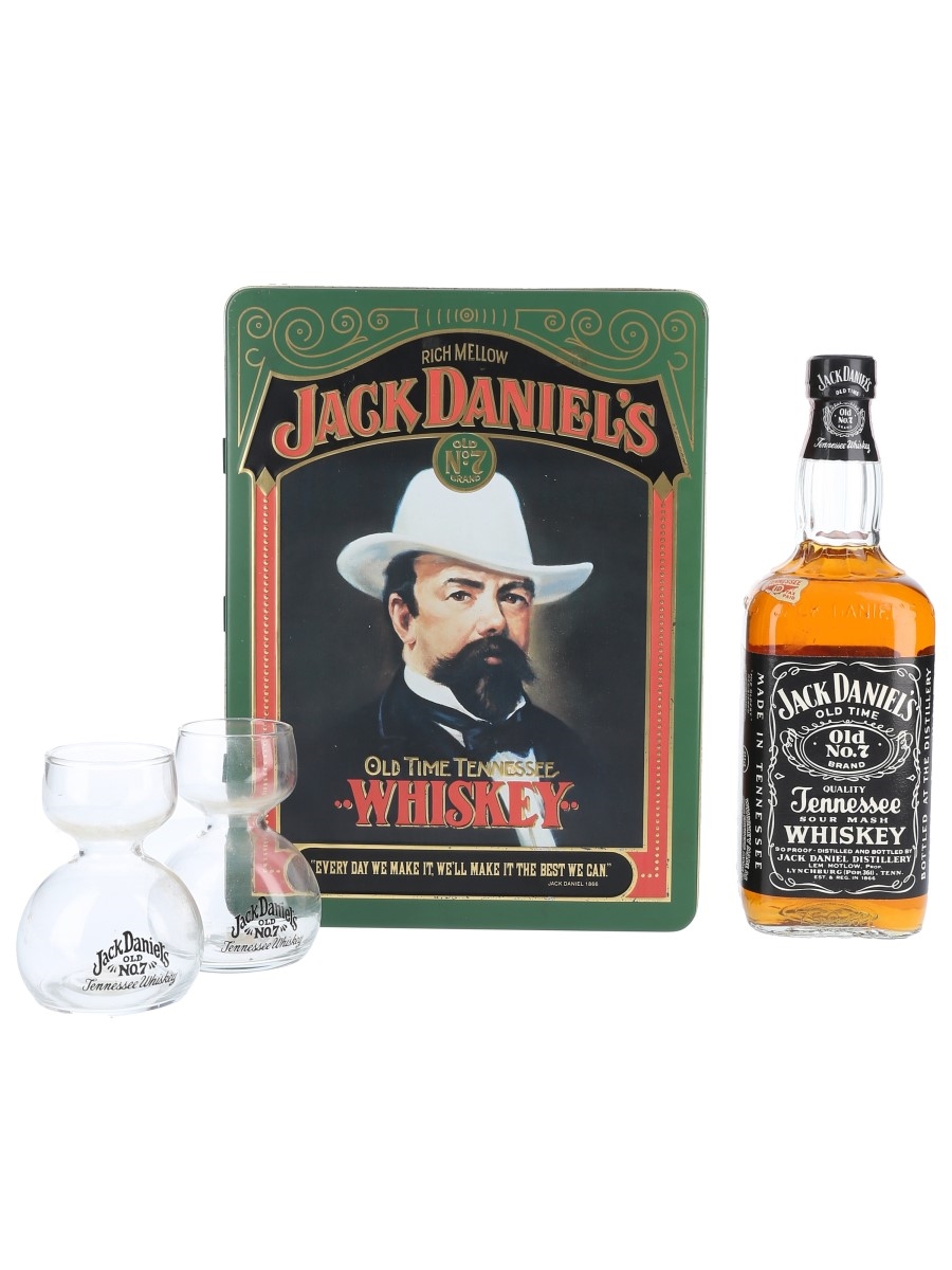Jack Daniel's Old No.7 Old Time Tennessee Whiskey Bottled 1980s - Sipper Jigger Set 75cl / 45%