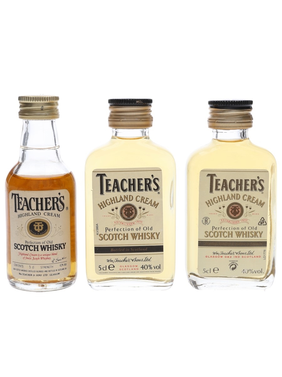 Teacher's Highland Cream Bottled 1970s & 1980s 3 x 5cl