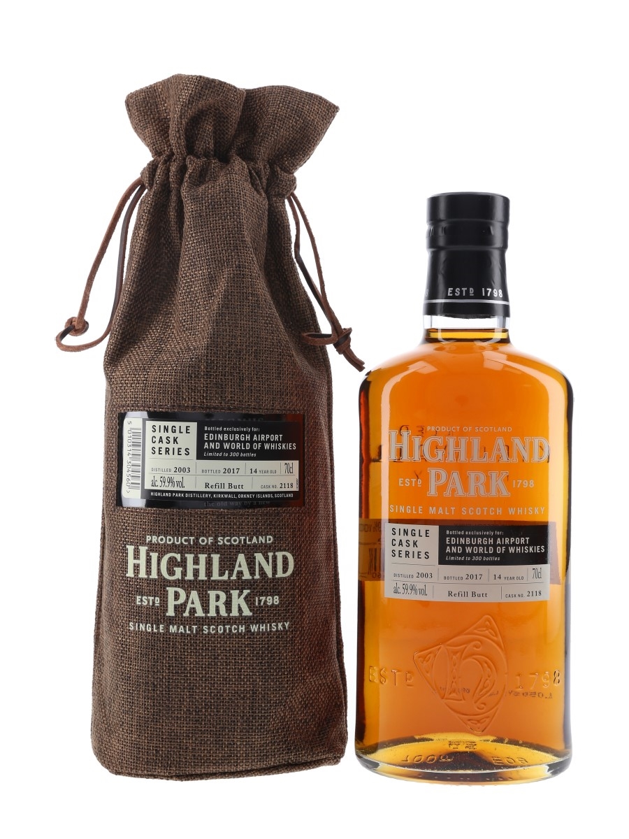 Highland Park 2003 14 Year Old Single Cask Bottled 2017 - Edinburgh Airports And World Of Whiskies 70cl / 59.9%