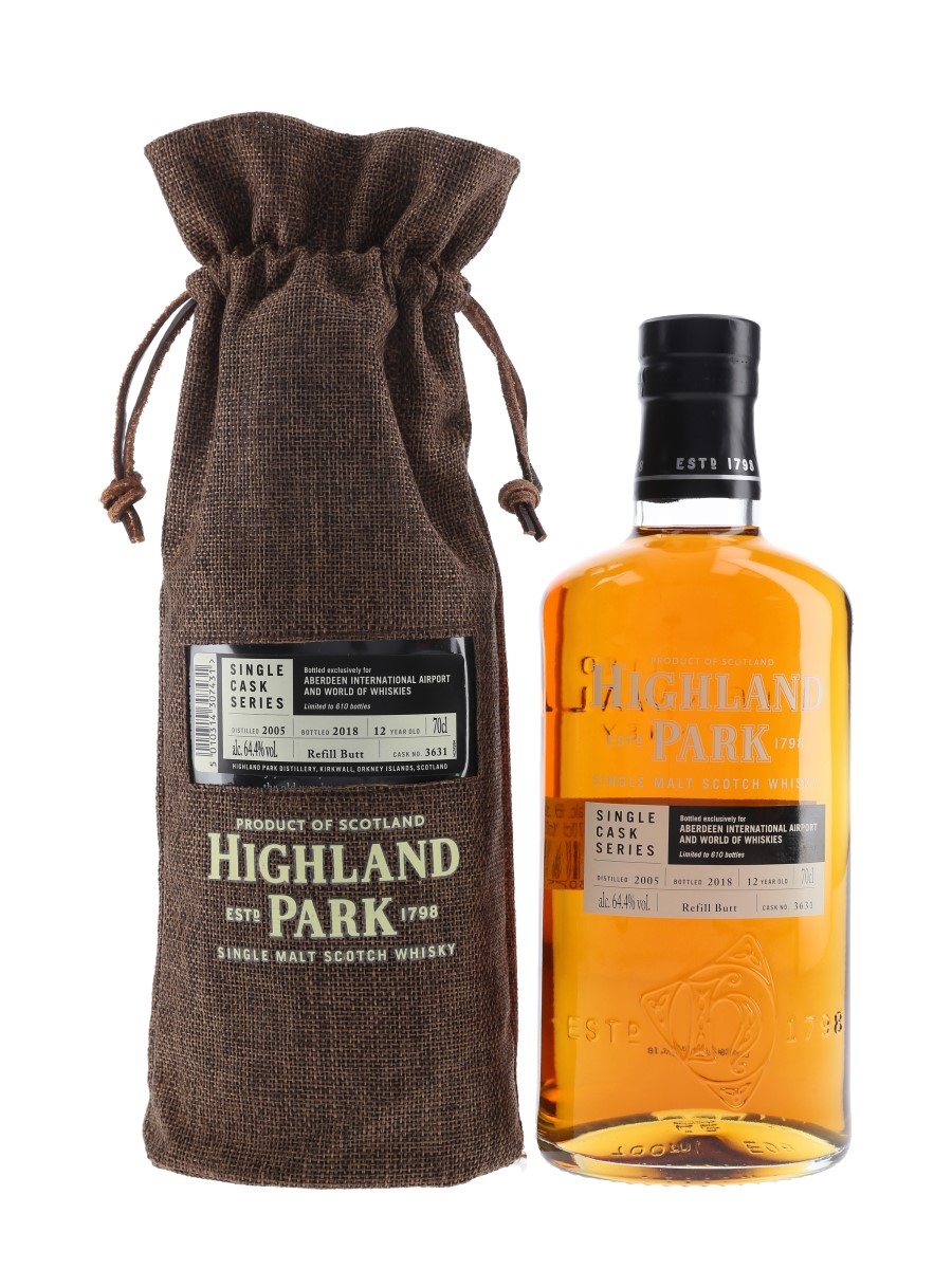Highland Park 2005 12 Year Old Single Cask Bottled 2018 - Aberdeen International Airport And World Of Whiskies 70cl / 64.4%