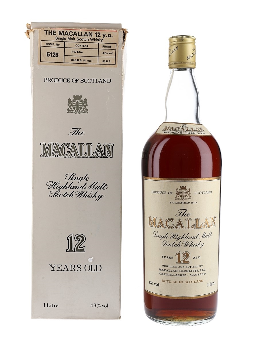 Macallan 12 Year Old Bottled 1980s - Duty Free 100cl / 43%