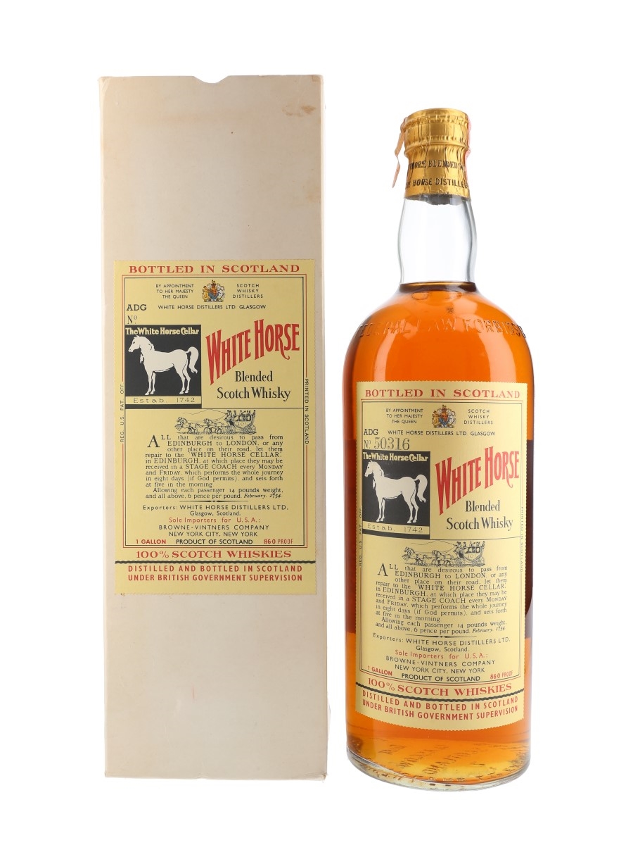 White Horse Spring Cap Large Format Bottled 1960s - Browne Vintners 378cl / 43%