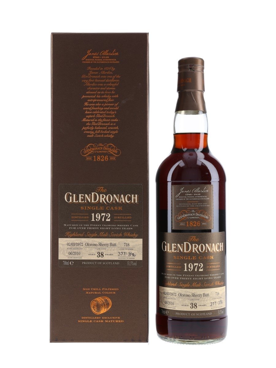 Glendronach 1972 38 Year Old Oloroso Sherry Butt Bottled 2010 70cl / 51.5%