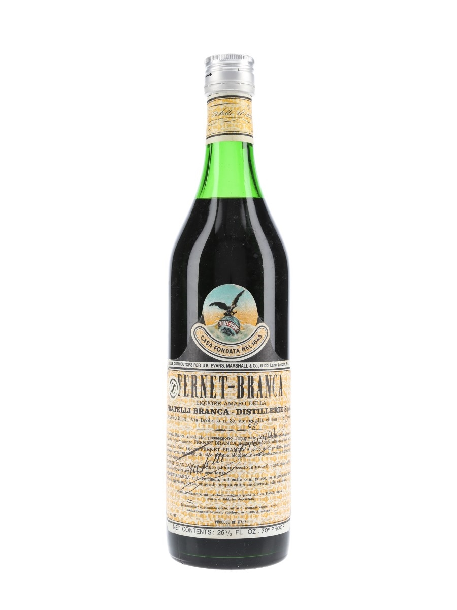 Fernet Branca Bottled 1970 - Evans, Marshall & Co. 75cl / 40%
