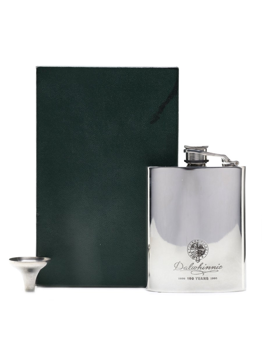 Dalwhinnie 100 Years Anniversary Hip Flask With Funnel English Pewter 12cm x 8.5cm