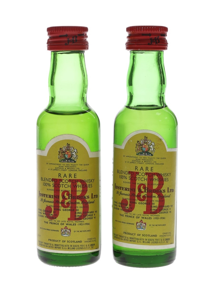 J & B Rare Bottled 1970s-1980s 2 x 3.7cl / 43%