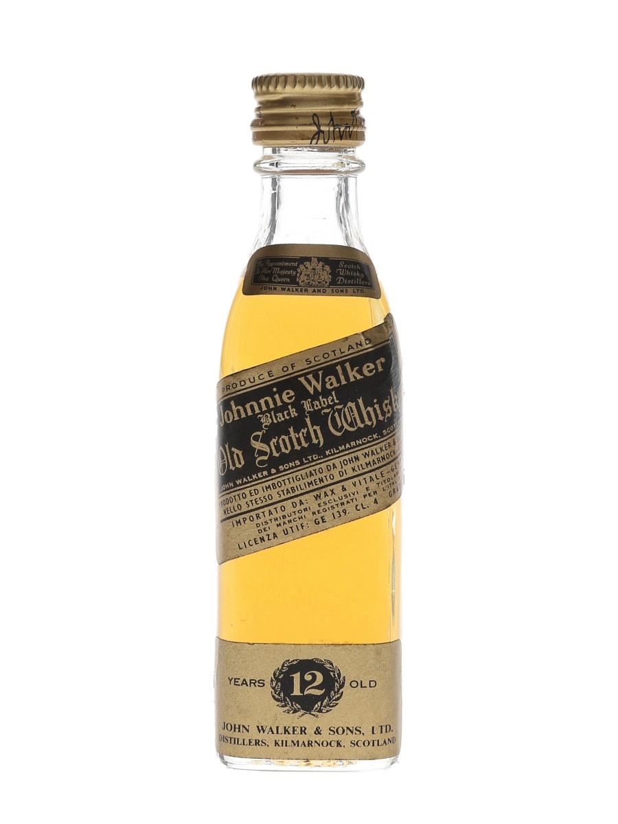 Johnnie Walker Black Label 12 Year Old Bottled 1970s - Wax & Vitale 4cl / 40%