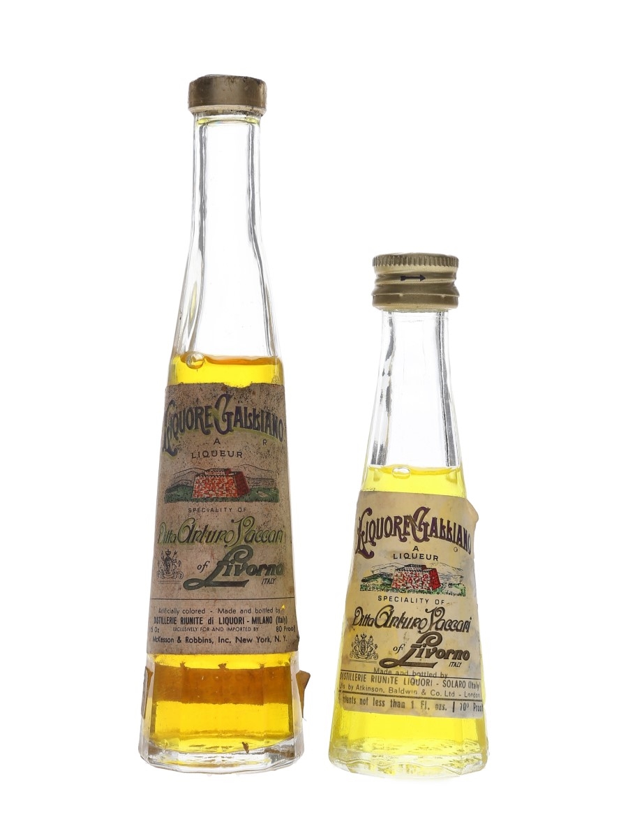 Galliano Liqueur Bottled 1960s-1970s 2 x 2.8cl-4.5cl
