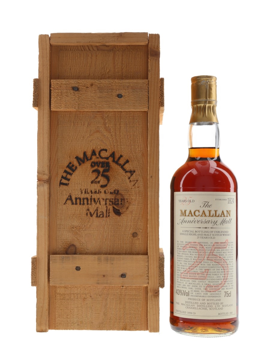 Macallan 1958-1959 25 Year Old Anniversary Malt Bottled 1985 75cl / 43%