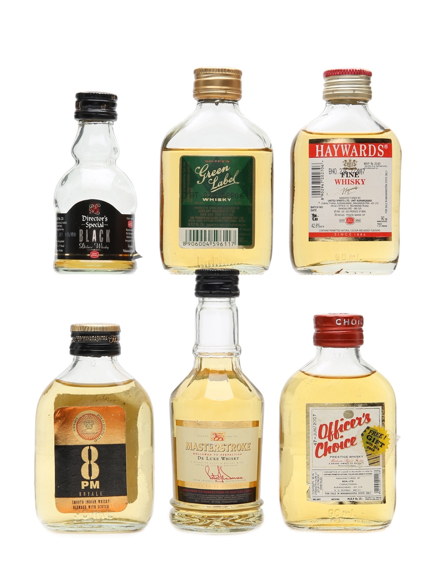 Assorted Blended Indian Whisky  6 x Miniatures