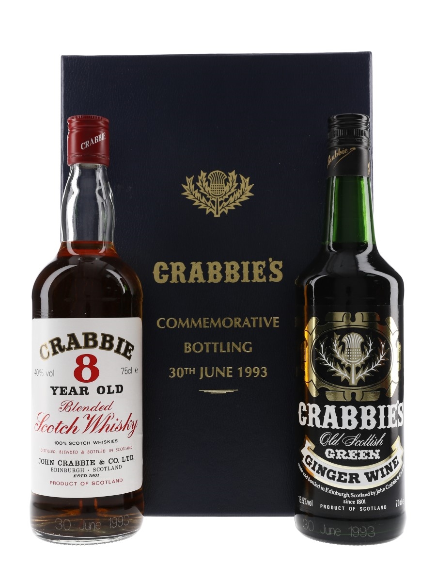 Crabbie's Commemorative Bottling 30th June 1993 Crabbie 8 Year Old & Crabbie's Green Ginger Wine 2 x 70cl & 75cl