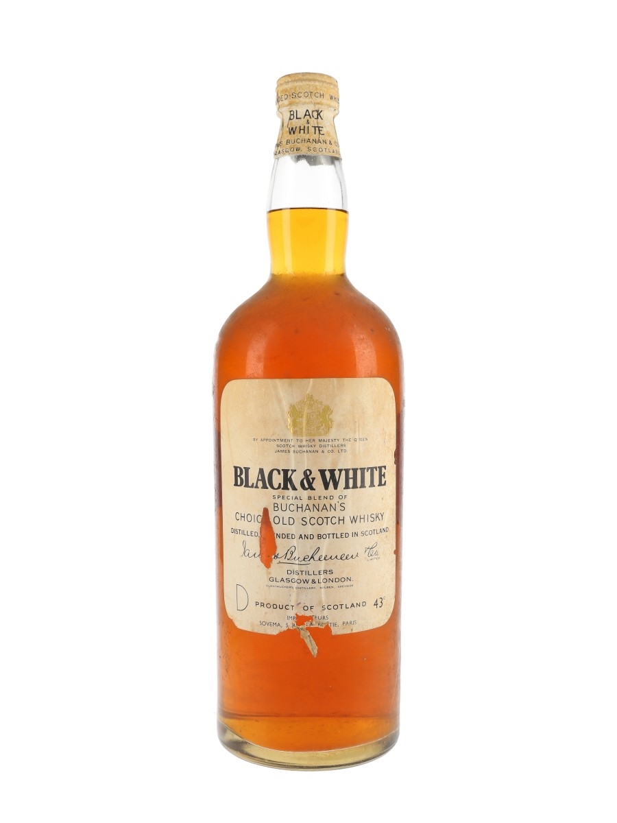 Black & White Spring Cap Bottled 1960s - Large Format 450cl / 43%