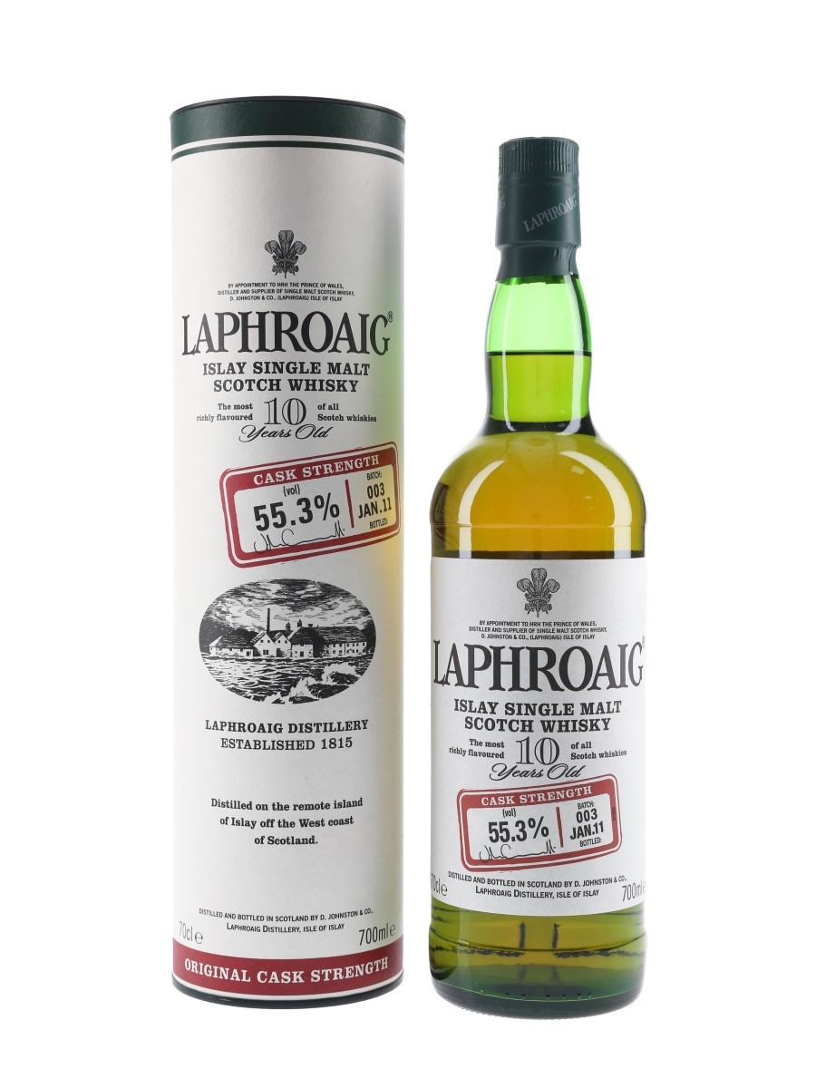 Laphroaig 10 Year Old Cask Strength Bottled 2011 - Batch 003 70cl / 55.3%