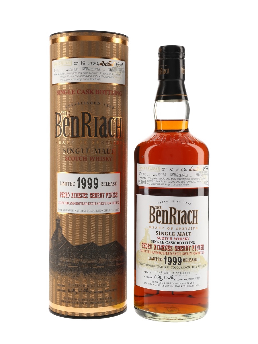 Benriach 1999 15 Year Old Single Cask 9150 Bottled 2014 - Pedro Ximenez Finish - UK Exclusive 70cl / 55.4%