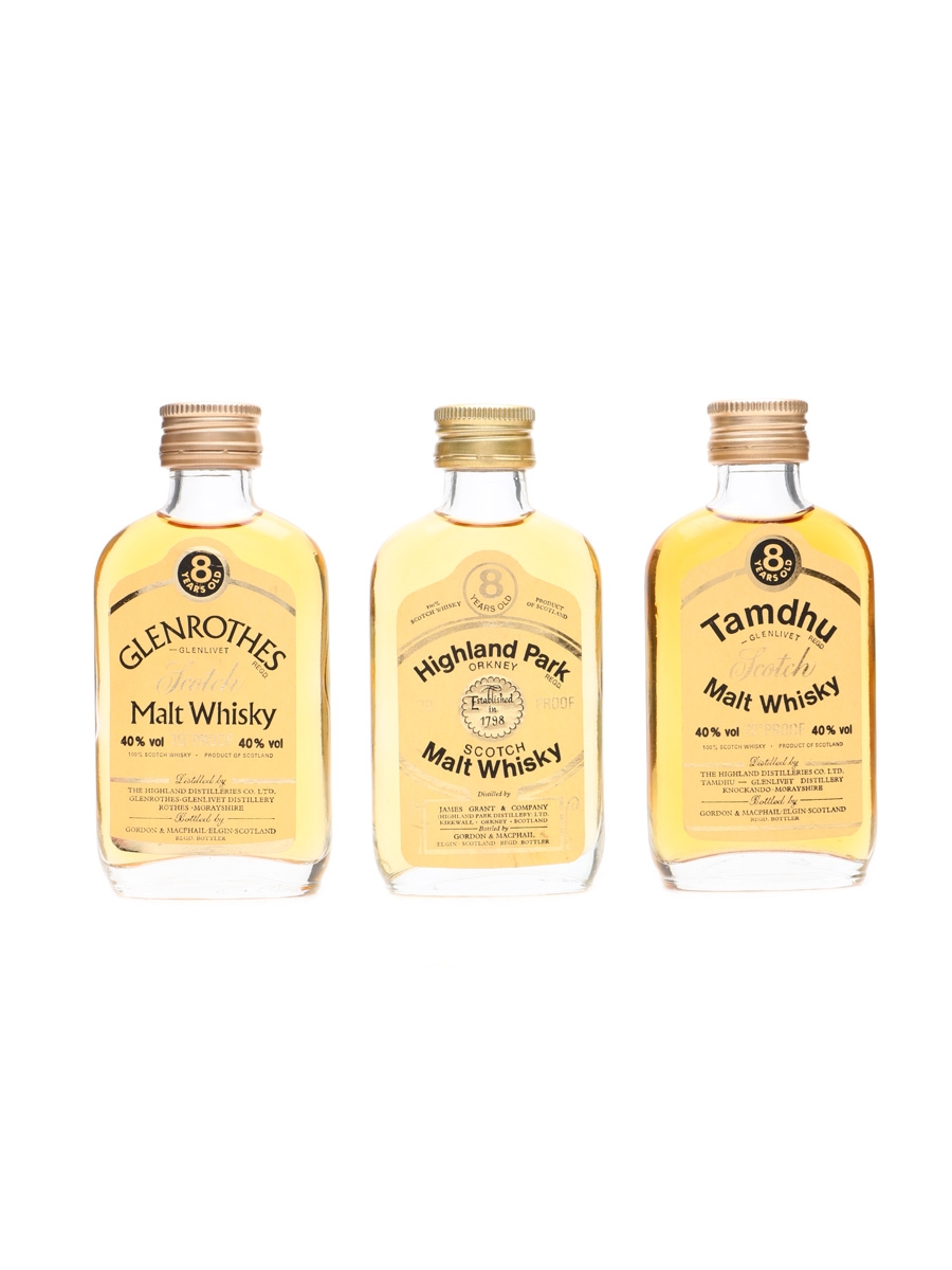 Glenrothers, Highland Park and Tamdu 8 Years Old Gordon & MacPhail 3 x 5cl