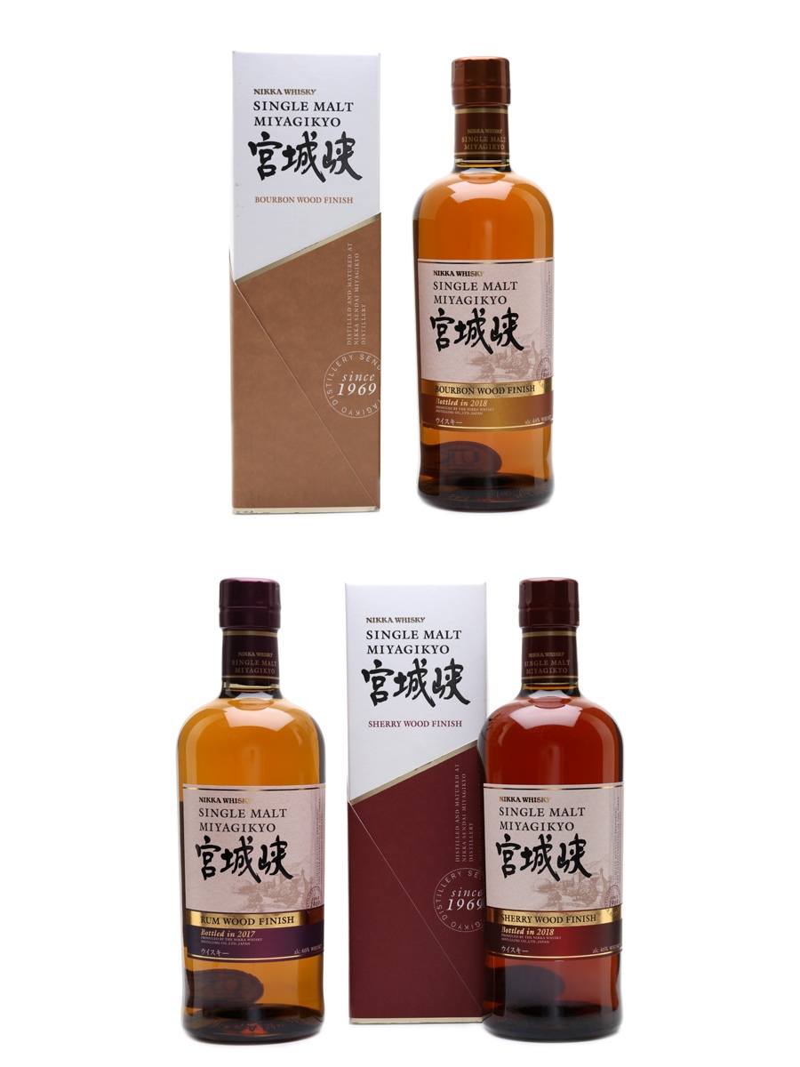 Nikka Miyagikyo Bourbon, Rum & Sherry Finish Bottled 2017 & 2018 3 x 70cl / 46%