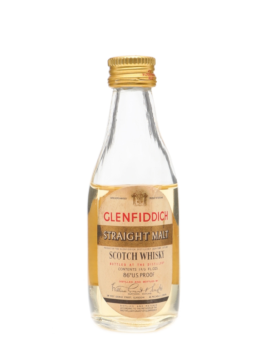 Glenfiddich Straight Malt 86 U.S Proof Bottled 1960s 5cl