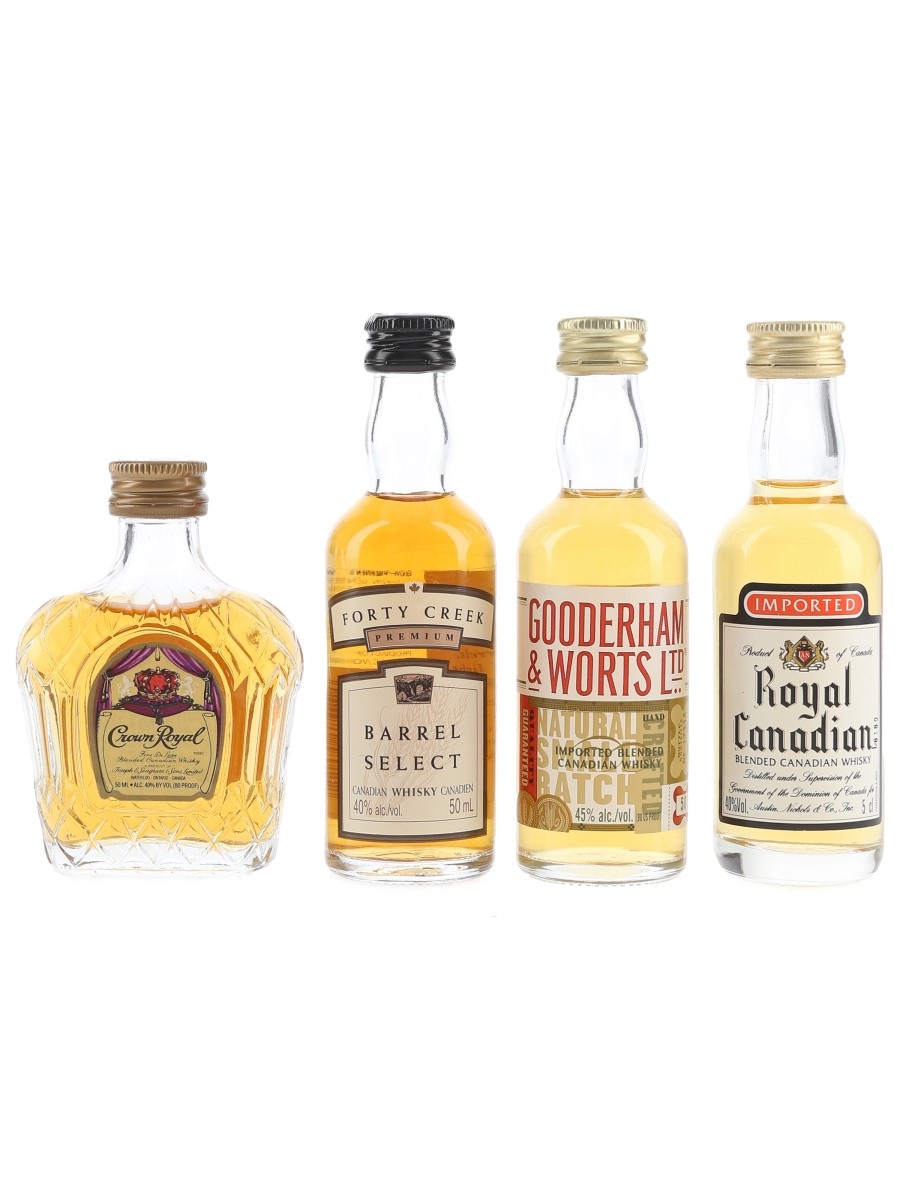 Crown Royal, Forty Creek, Gooderham & Worts And Royal Canadian  4 x 5cl