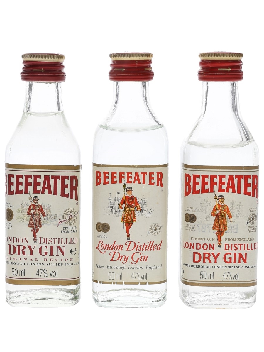 Beefeater London Dry Gin Bottled 1980s-1990s 3 x 5cl / 47%