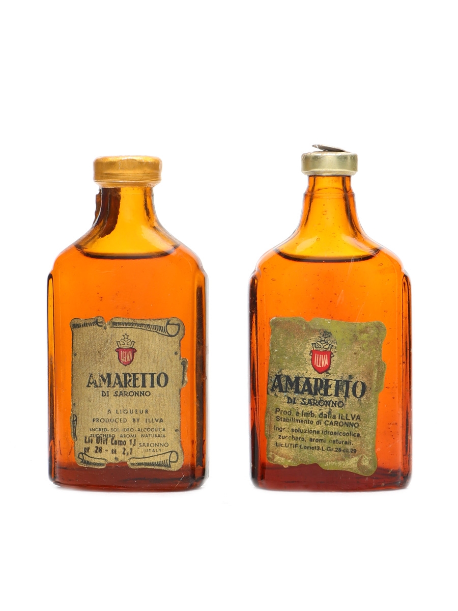 Illva Amaretto Liqueur Bottled 1950s 2 x 5cl