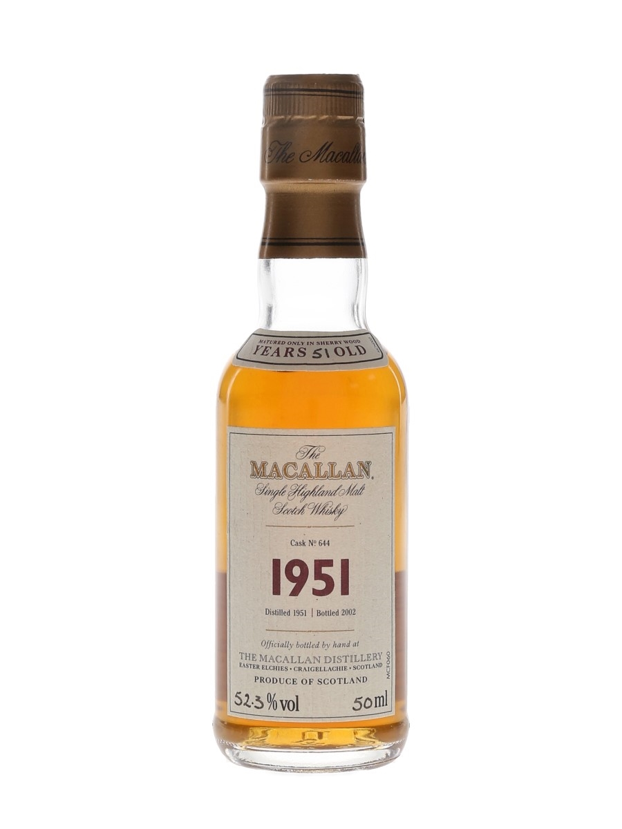 Macallan 1951 51 Year Old Fine & Rare Bottled 2002 - Cask No.644 5cl / 52.3%