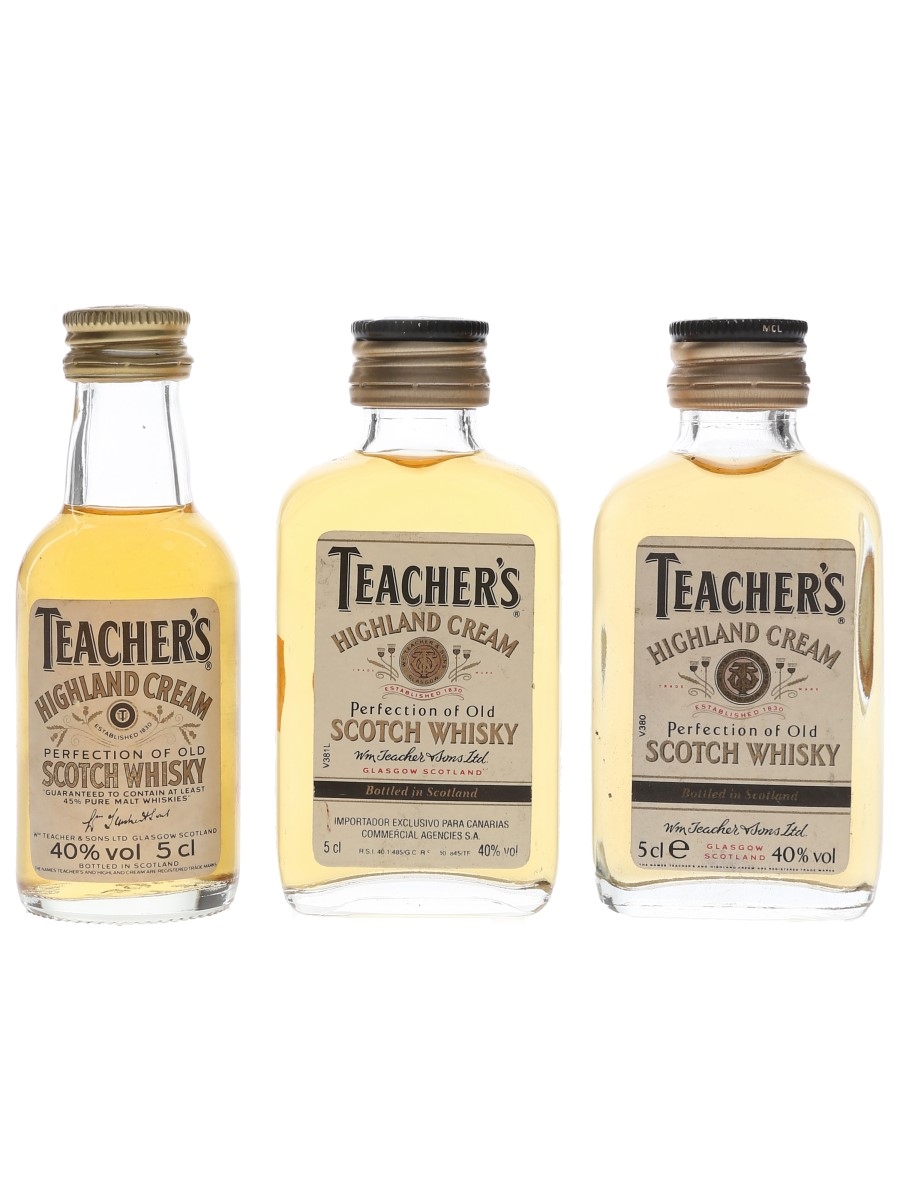 Teacher's Highland Cream Bottled 1980s & 1990s 3 x 5cl / 4%