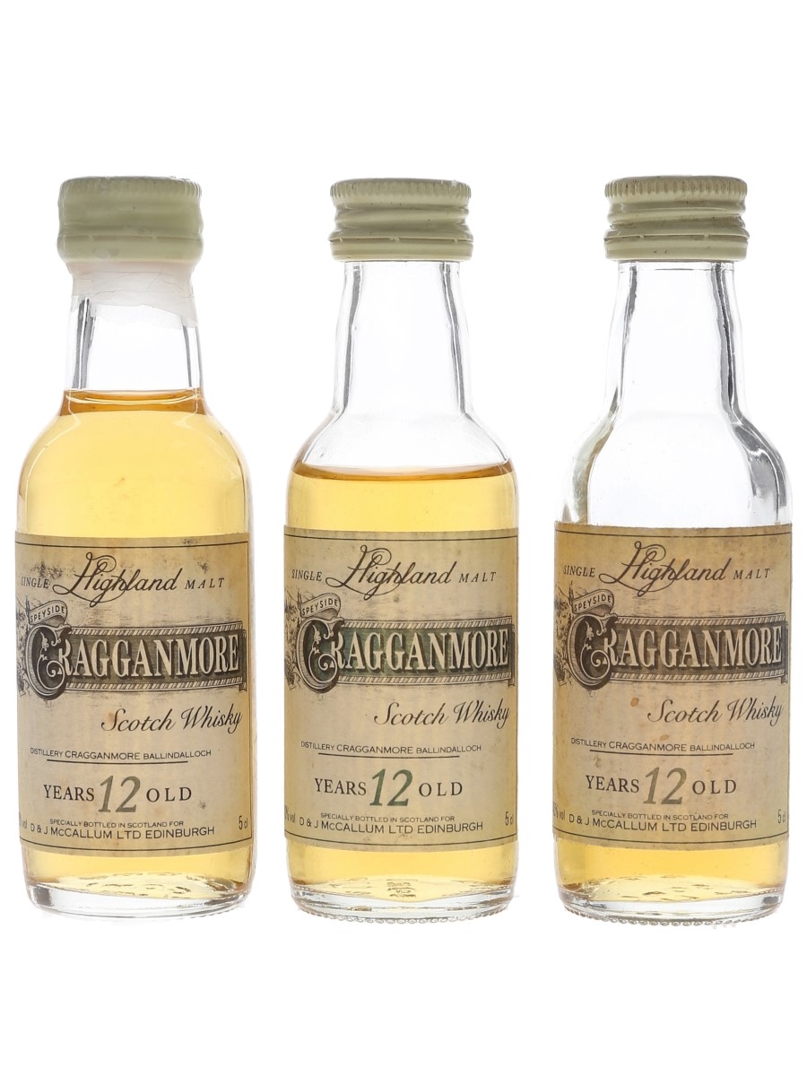Cragganmore 12 Year Old Bottled 1980s-1990s 3 x 5cl / 40%