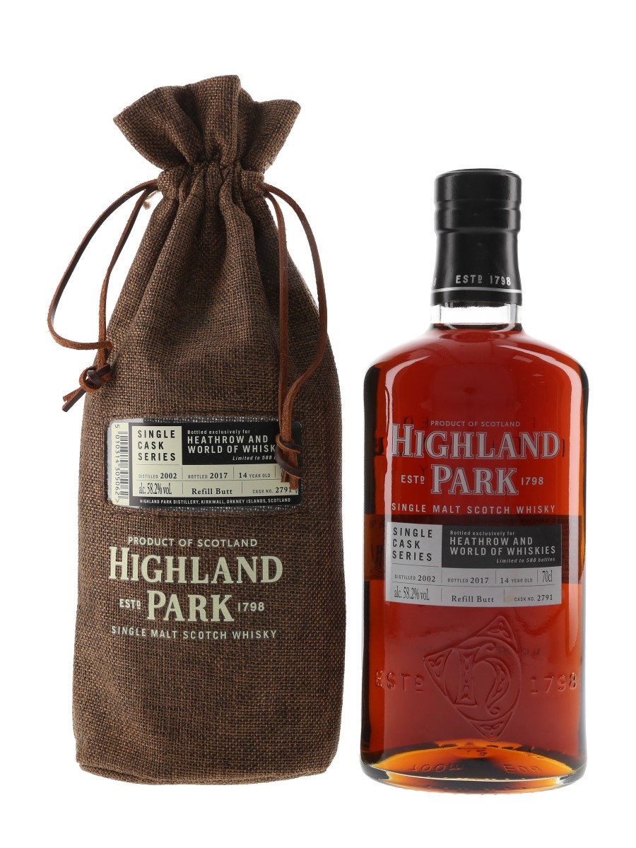 Highland Park 2002 14 Year Old Single Cask 2791 Bottled 2017 - Heathrow & World Of Whiskies 70cl / 58.2%