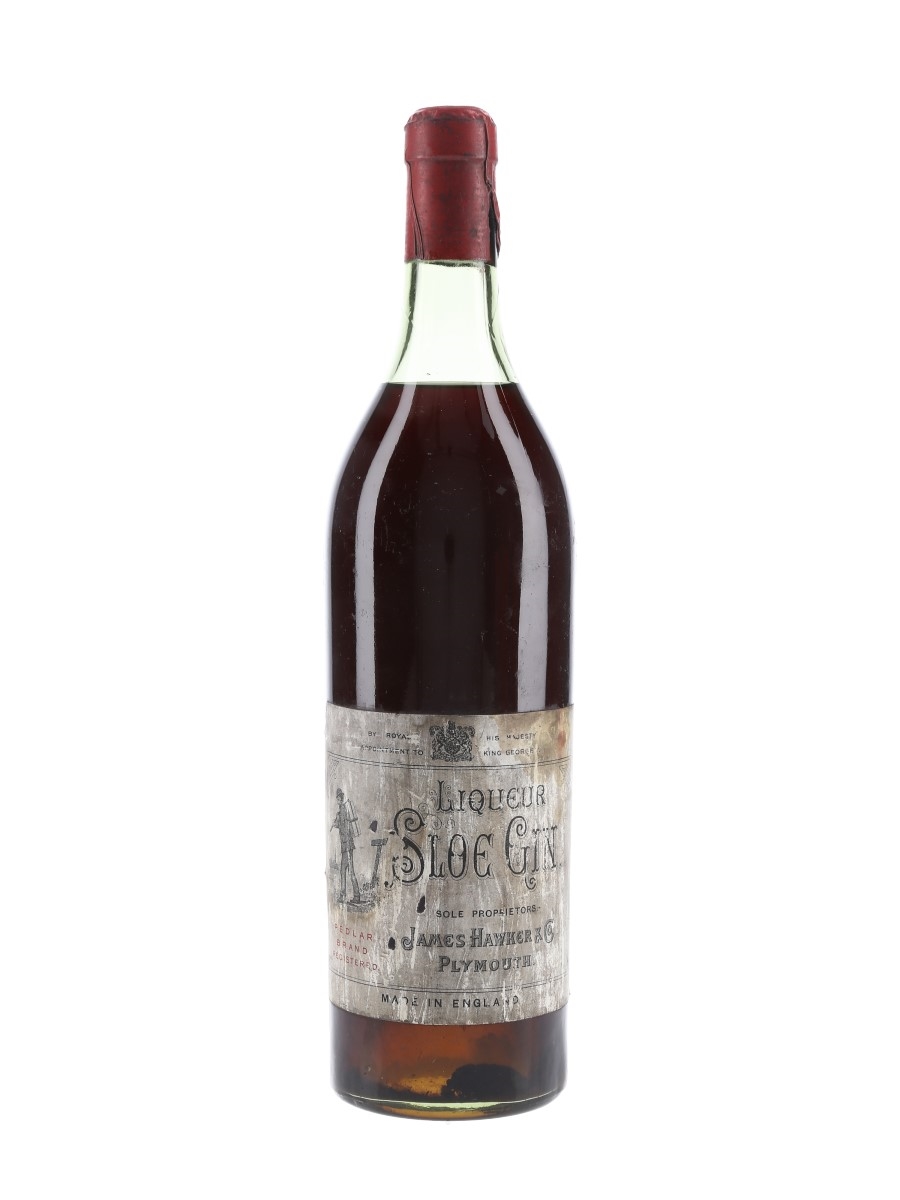 James Hawker Pedlar Brand Sloe Gin Bottled 1930s 75cl