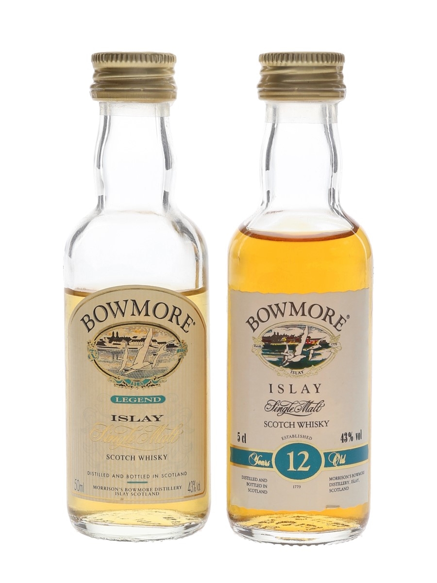 Bowmore Legend & 12 Year Old Bottled 1990s 2 x 5cl / 43%
