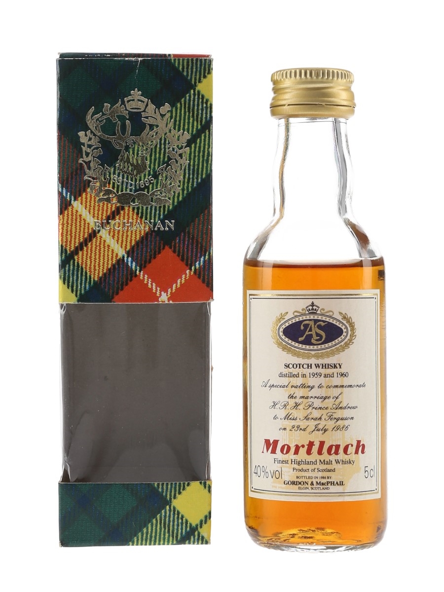 Mortlach 1959 & 1960 Royal Wedding Bottled 1986 - Gordon & MacPhail 5cl / 40%