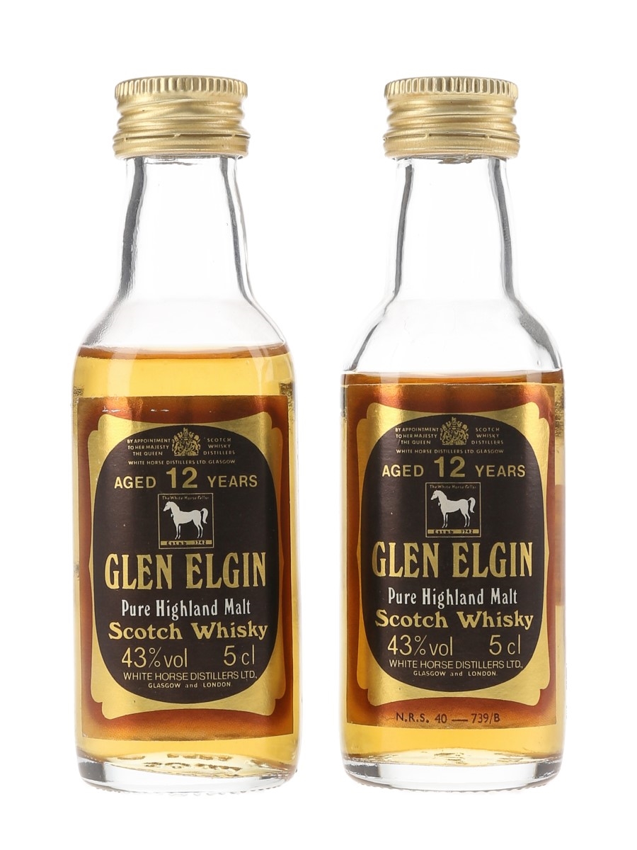 Glen Elgin 12 Year Old Bottled 1980s - White Horse Distillers 2 x 5cl / 43%