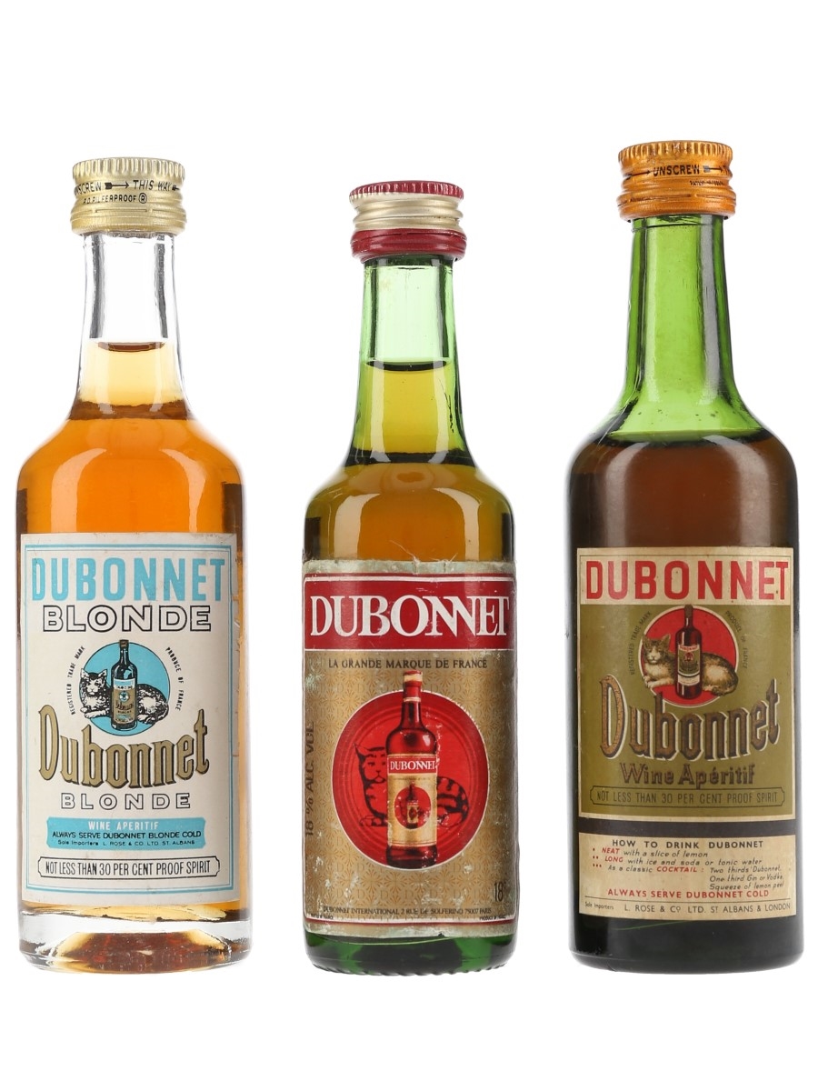 Dubonnet & Dubonnet Blonde Bottled 1960s-1970s 3 x 5cl