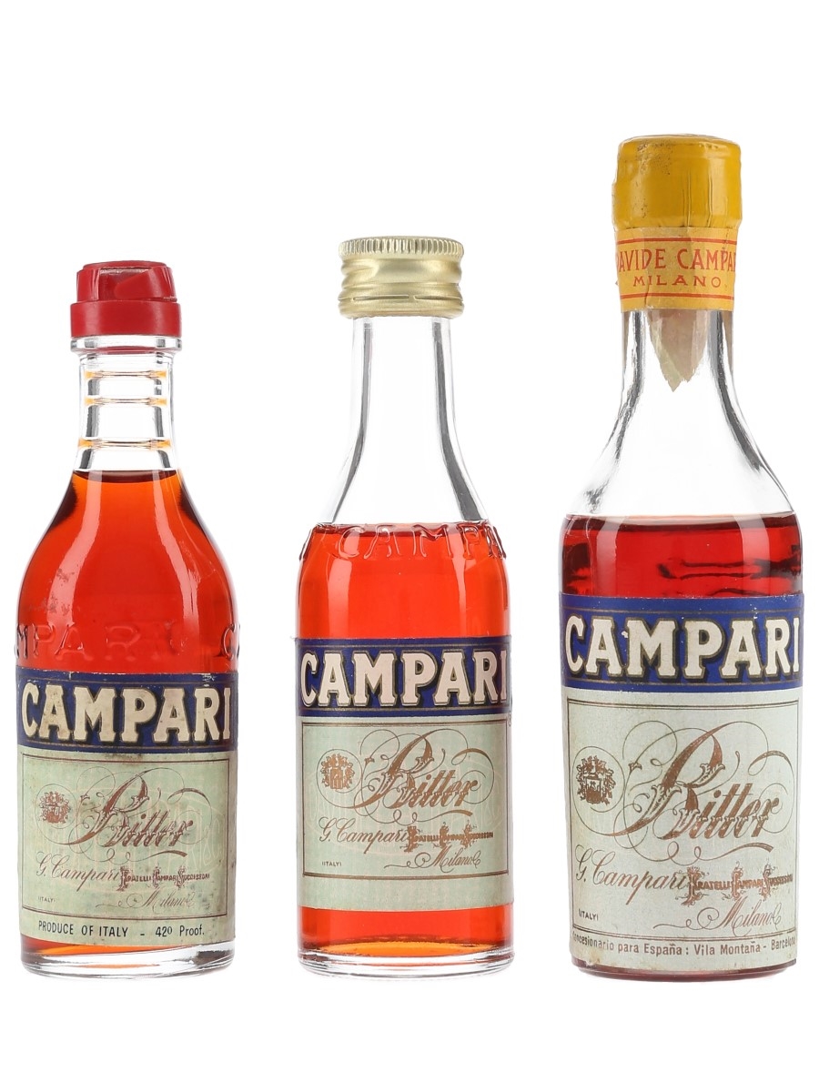 Campari Bitter Bottled 1960s-1970s 3 x 5cl
