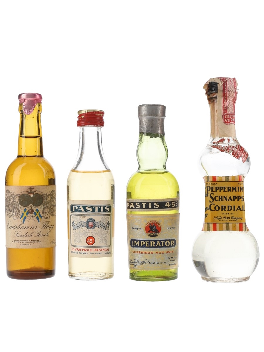 Assorted Pastis, Schnapps & Punch Bottled 1930s-1960s 4 x 5cl