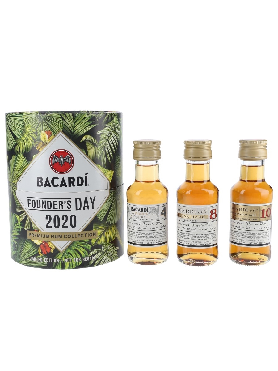Bacardi Founder's Day 2020 4 Year Old, 8 Year Old, 10 Year Old 3 x 10cl / 40%