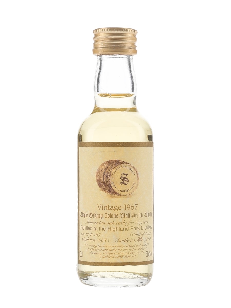 Highland Park 1967 25 Year Old Bottled 1992 - Signatory Vintage 5cl / 51.6%