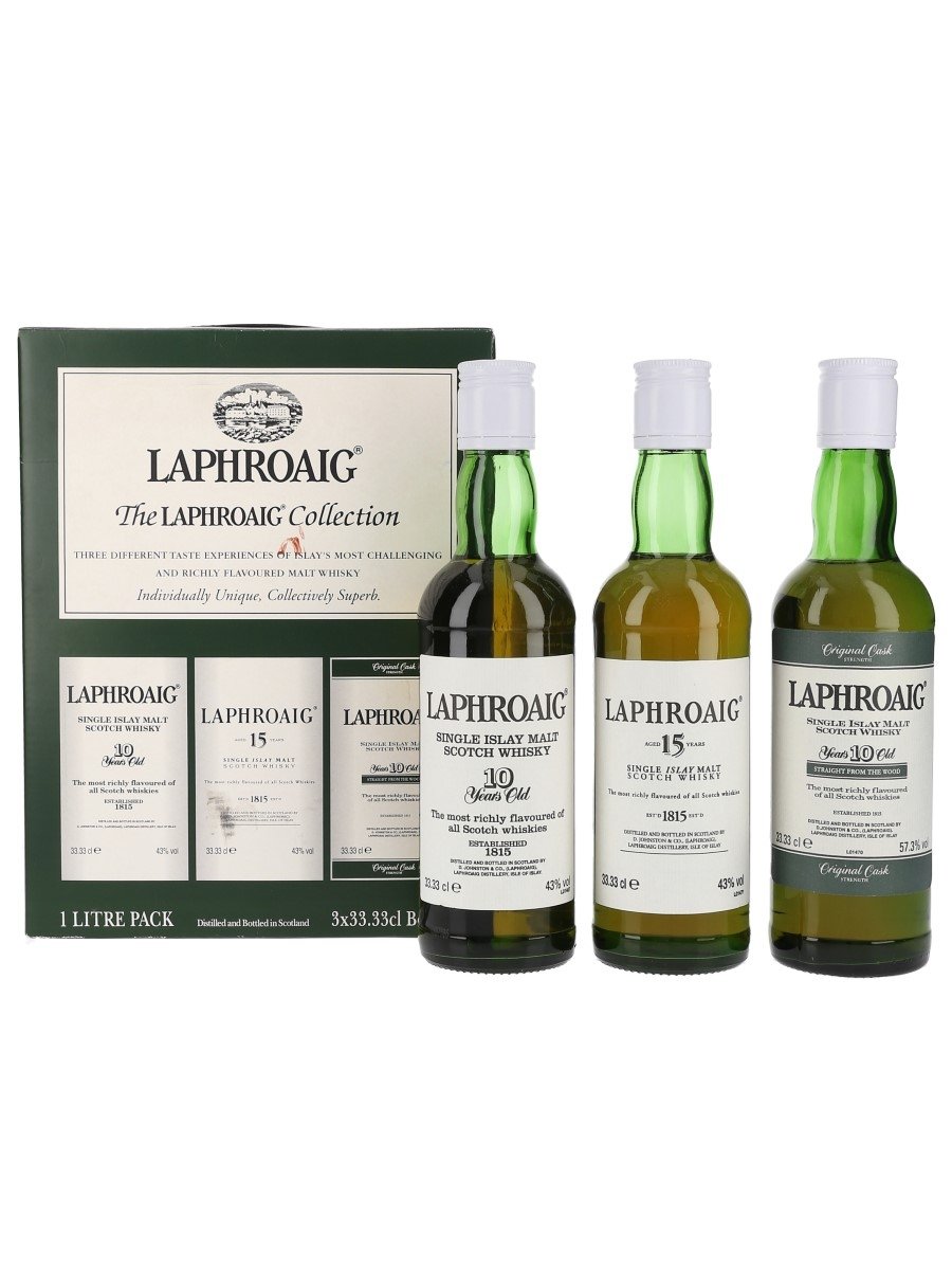 Laphroaig Collection 10 Year Old, 15 Year Old, 10 Year Old Cask Strength - Bottled 1990s 3 x 33.3cl