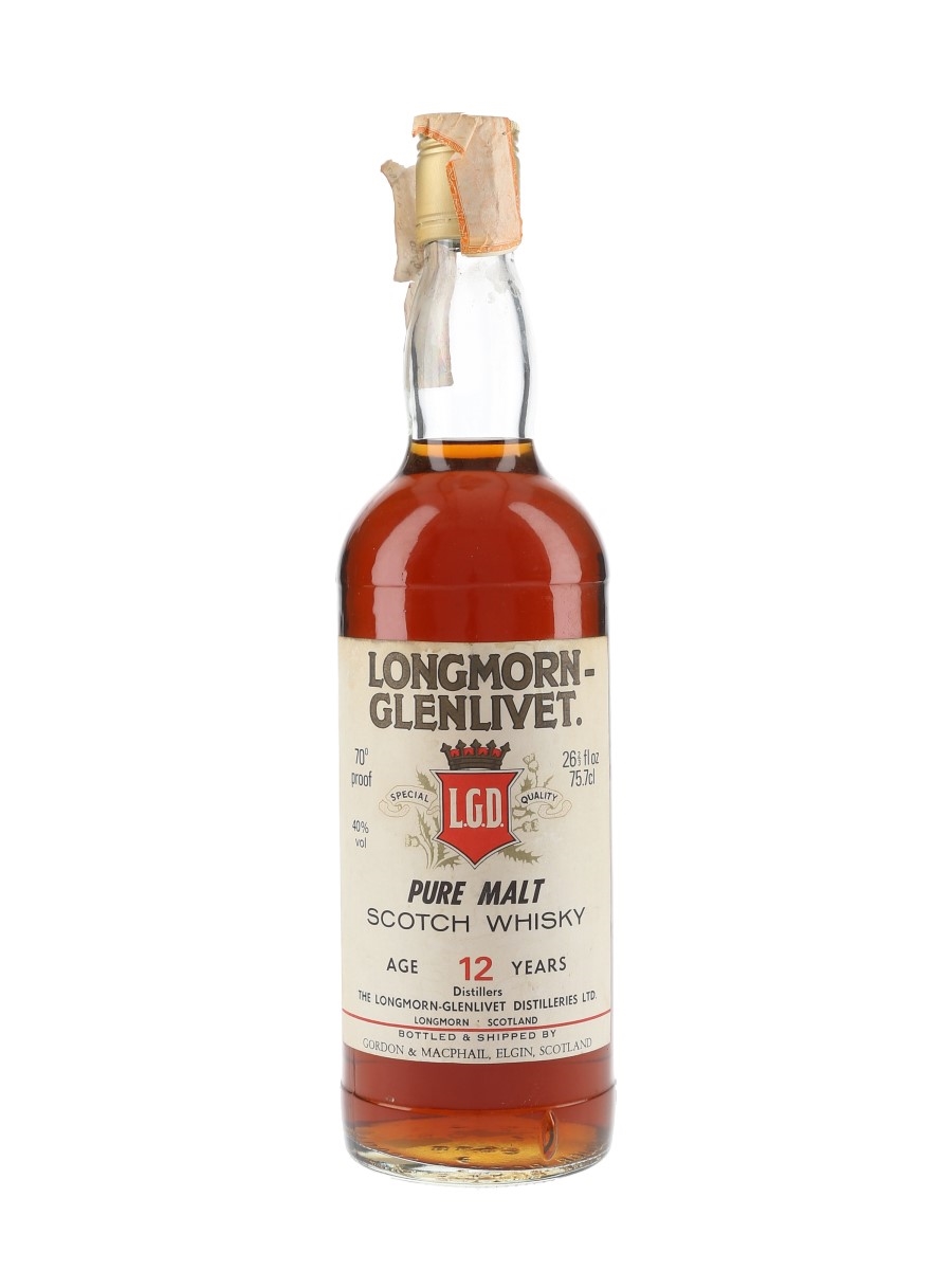 Longmorn Glenlivet 12 Year Old Bottled 1970s-1980s - Gordon & MacPhail 75.7cl / 40%