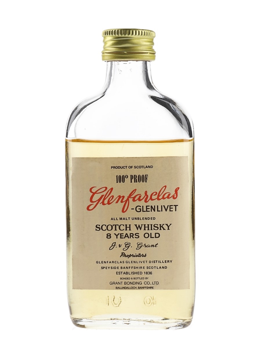 Glenfarclas Glenlivet 8 Year Old 100 Proof Bottled 1970s - Grant Bonding Co. 5cl / 40%