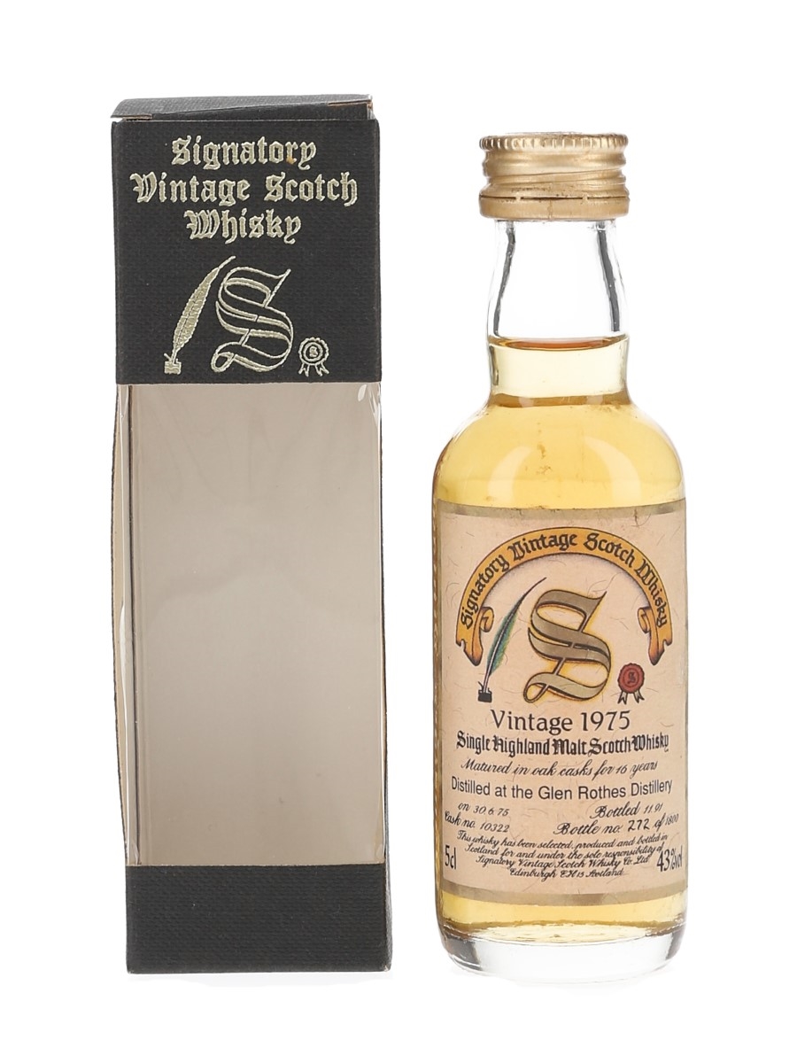 Glen Rothes 1975 16 Year Old Bottled 1991 - Signatory Vintage 5cl / 43%