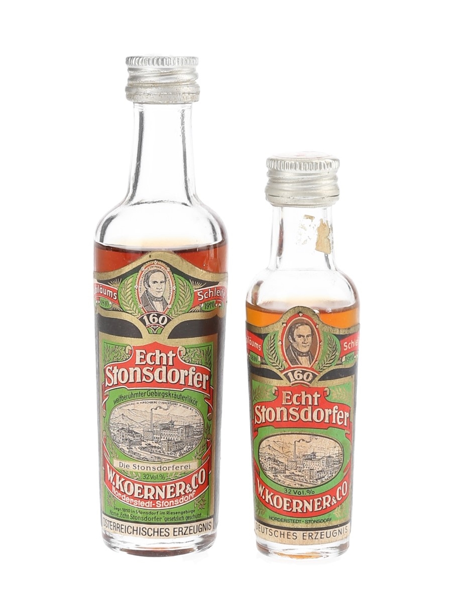 W Koerner Echt Stonsdorfer Bottled 1970s 3cl & 5cl / 32%