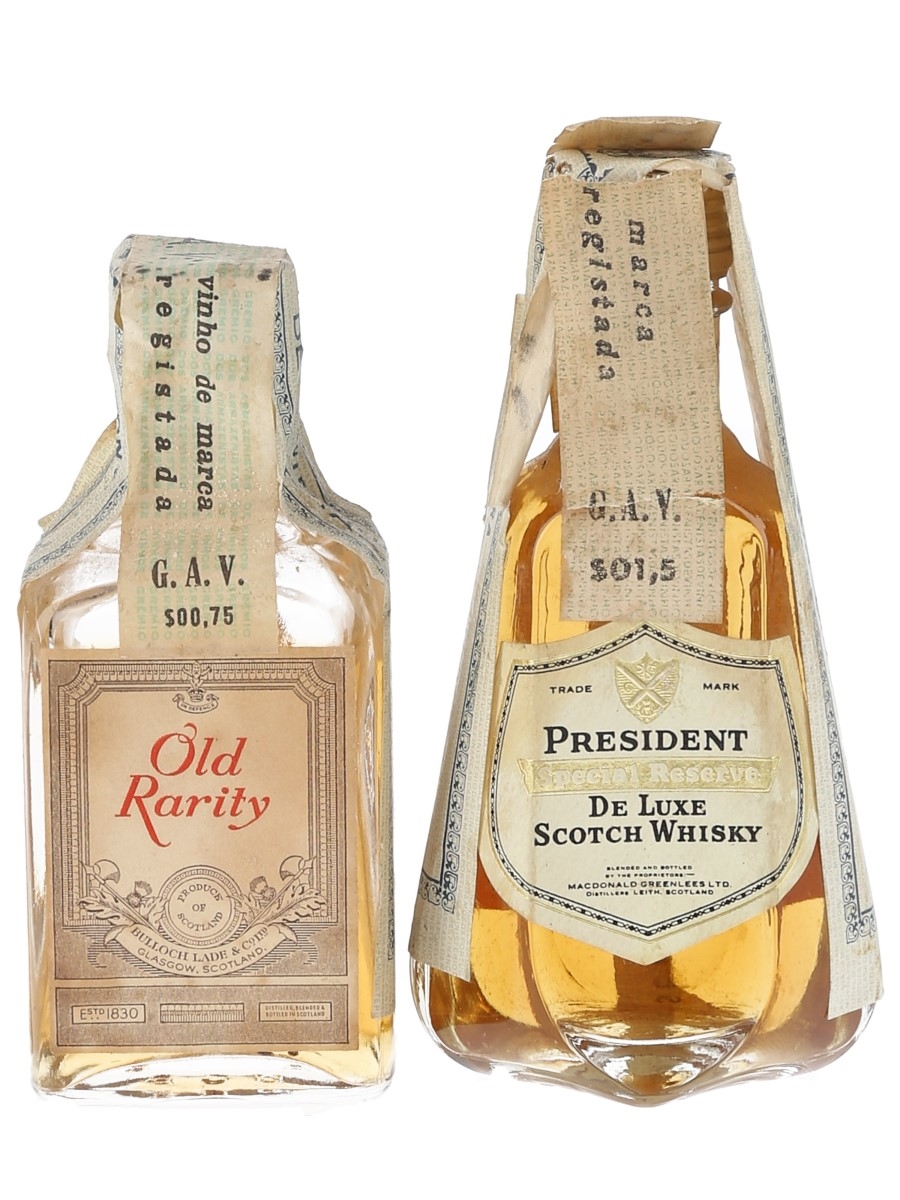 Old Rarity & President Special Reserve Bottled 1960s 2 x 5cl / 40%