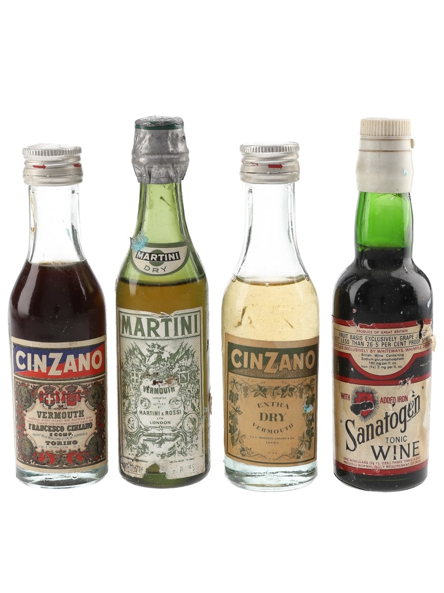 Cinzano, Martini & Sanatogen Bottled 1950s-1970s 4 x 5cl