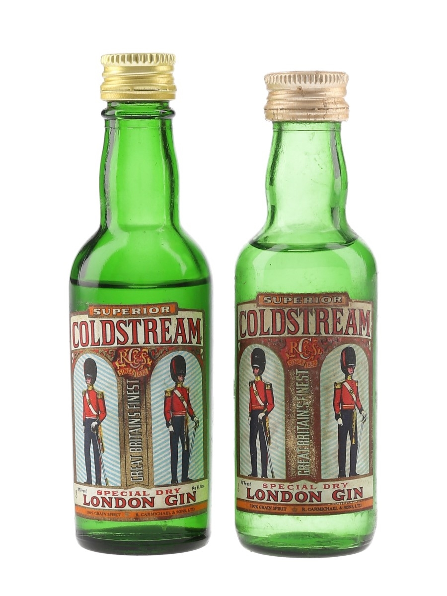 Coldstream Special Dry London Gin Bottled 1970s 2 x 4.7cl / 40%