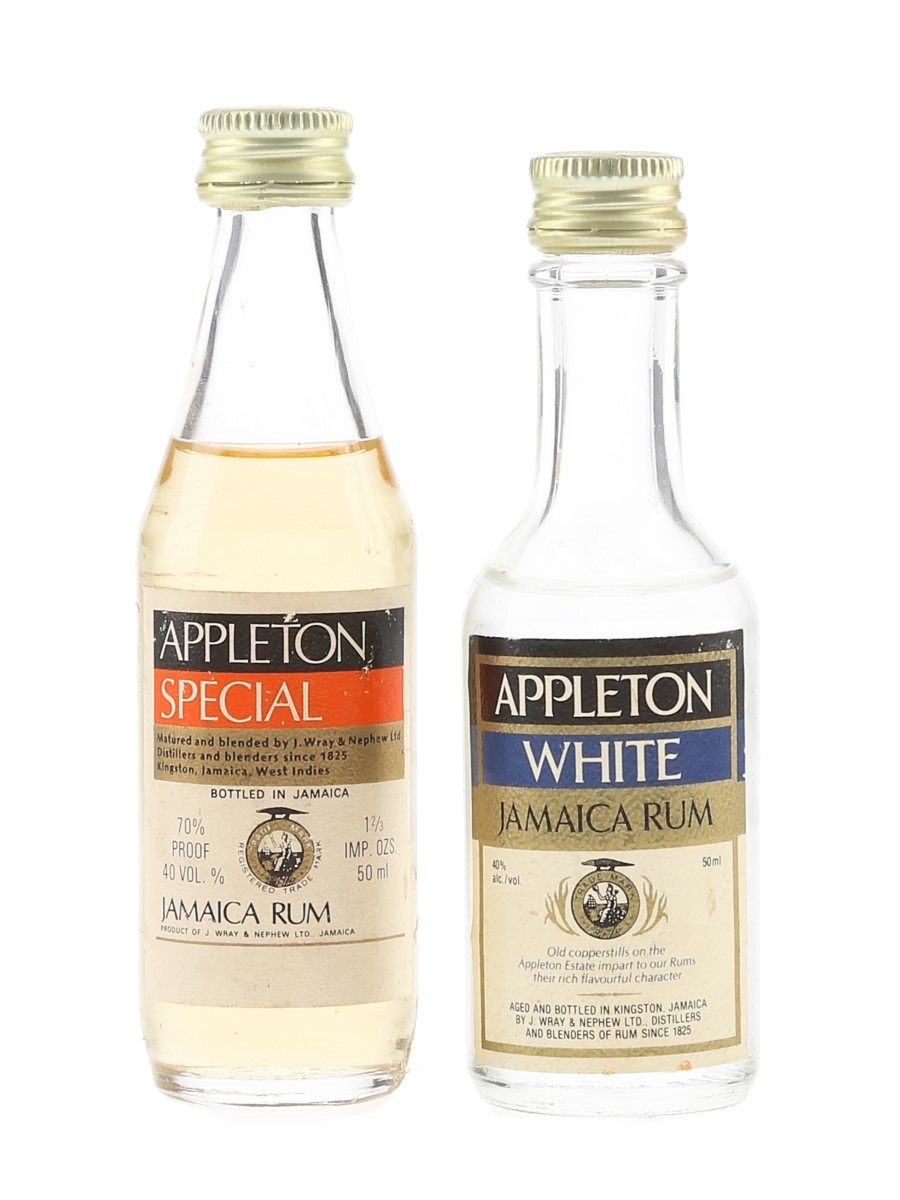 Appleton Special & White Jamaica Rum Bottled 1970s-1980s 2 x 5cl / 40%