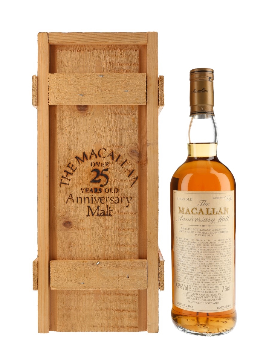 Macallan 1962 25 Year Old Anniversary Malt Bottled 1988 75cl / 43%