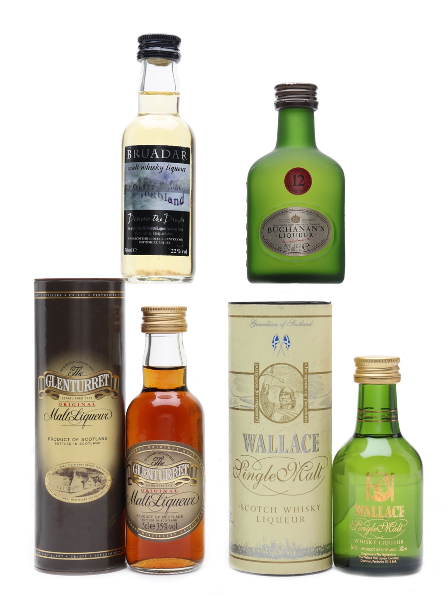 Bruadar, Buchanan's, Glenturret & Wallace Whisky Liqueurs  4 x 5cl