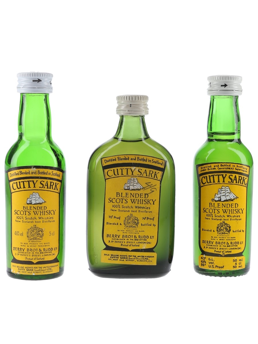 Cutty Sark Bottled 1970s & 1980s 3 x 5cl