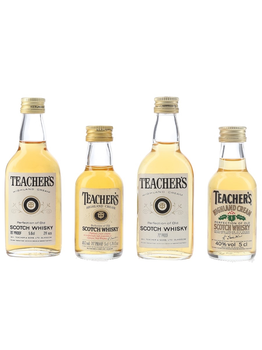 Teacher's Highland Cream Bottled 1970s & 1980s 4 x 5cl-5.6cl / 40%